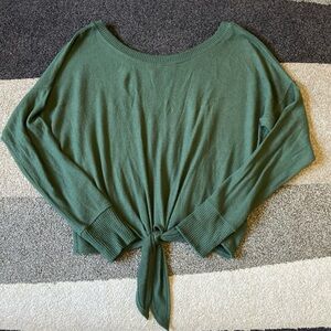 Abercrombie & Fitch Olive Tie-Front Sweatshirt